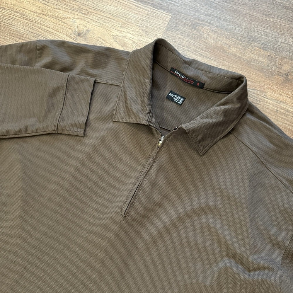 Tiger Woods Collection Men's L/S Brown Polo 1/4 Zip Shirt Men's Sz XL Golf‎